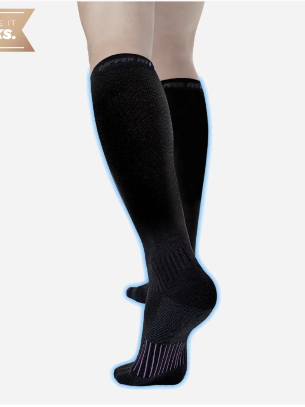 Copper Fit Energy Compression Socks - Black, Size S/M NWB - Picture 3 of 4